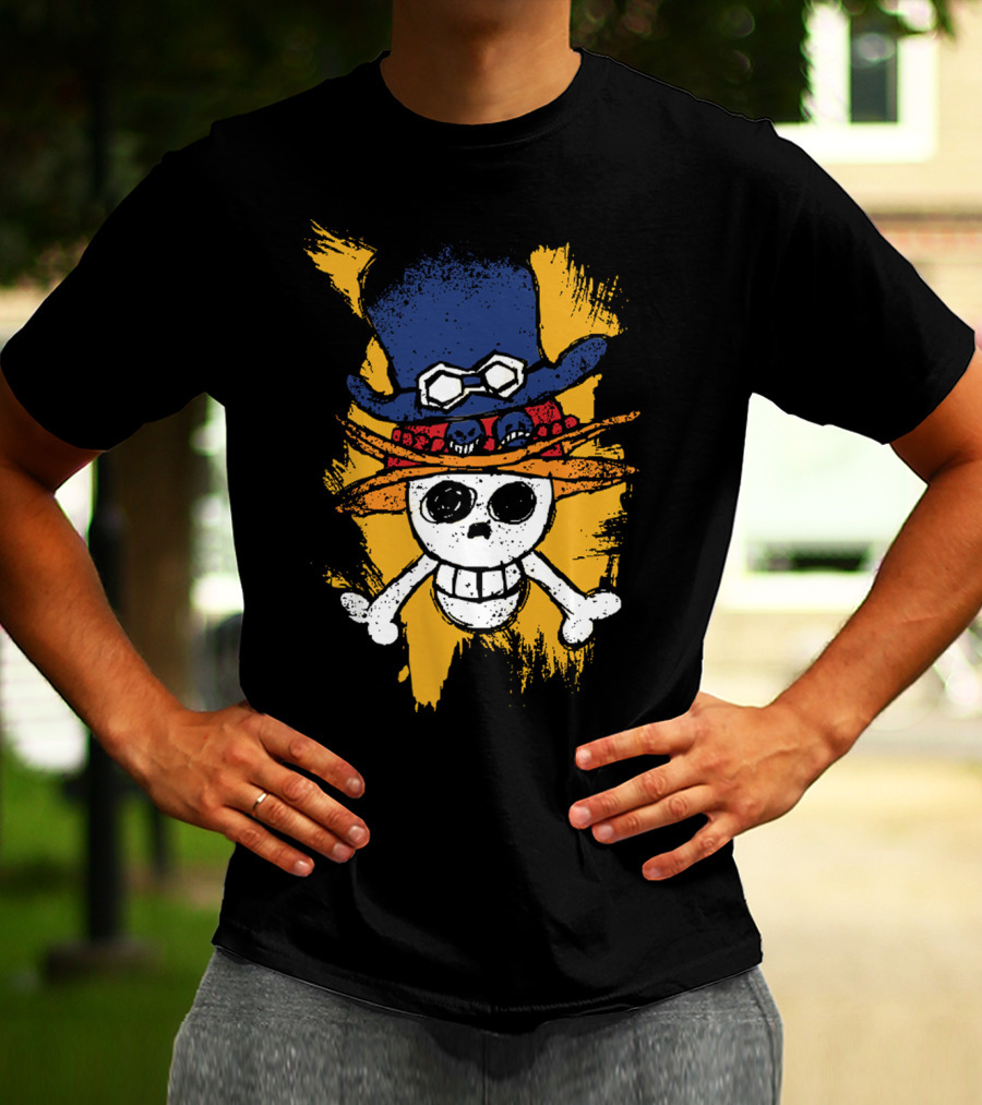One Piece ASL Ace Sabo Luffy Skull And Pirate Hat T-Shirt