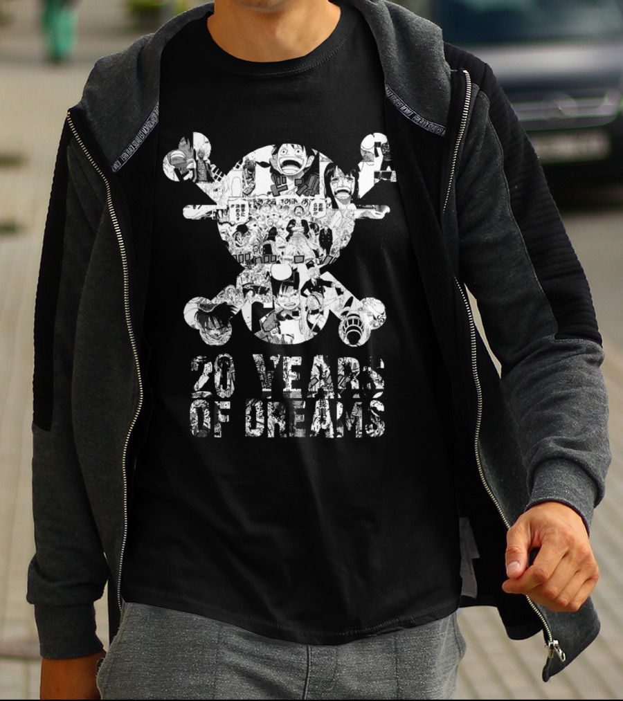 One Piece 20 Years Of Dreams Manga Collage Jolly Roger T-Shirt