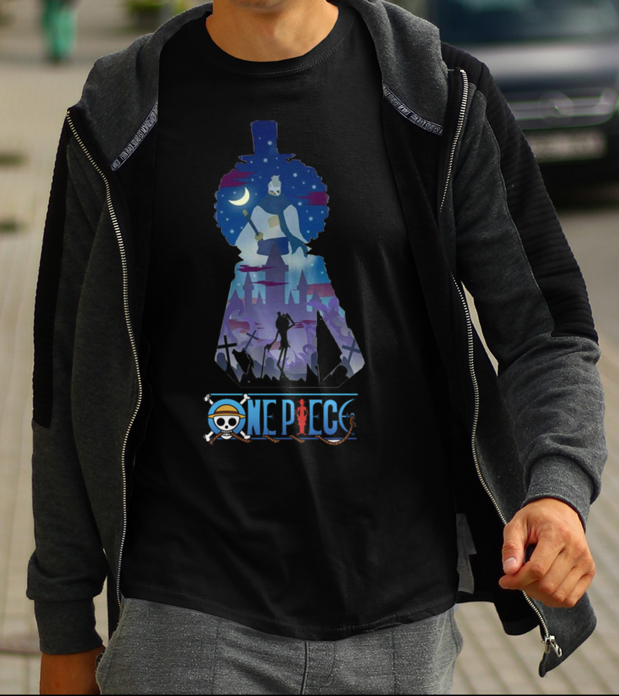 One Piece Brook Soulking Silhouette Night Scene T-Shirt