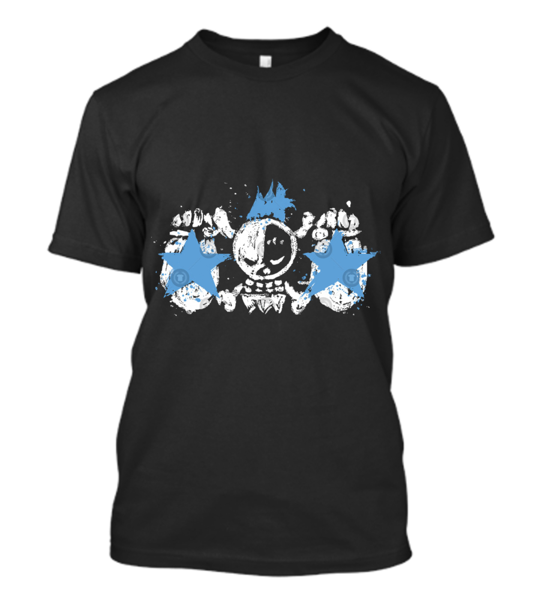Franky Jolly Roger Skull With Blue Stars And Crown T-Shirt