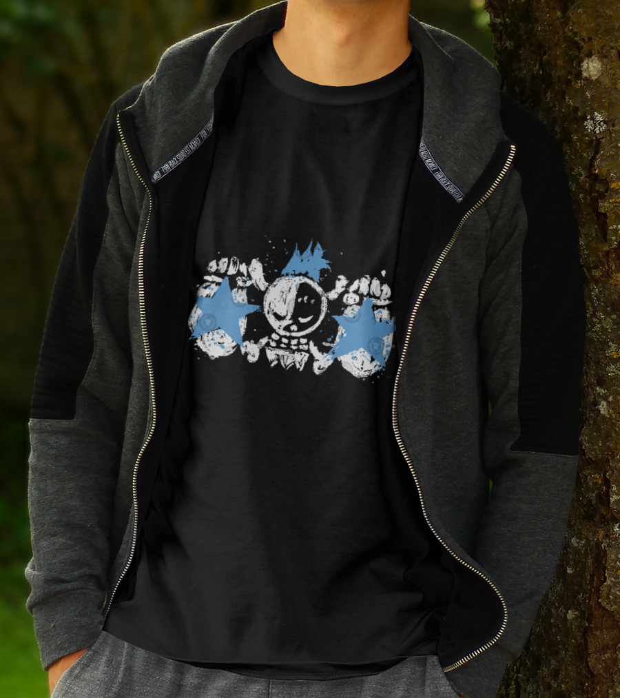 Franky Jolly Roger Skull With Blue Stars And Crown T-Shirt