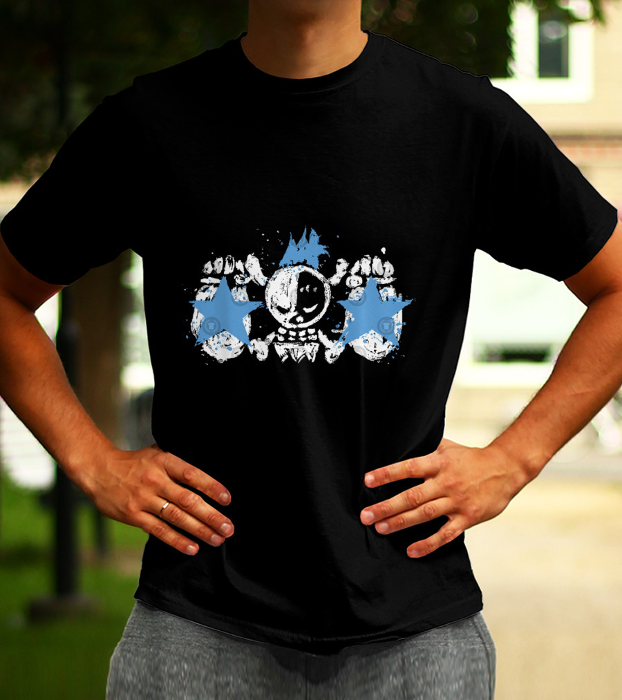 Franky Jolly Roger Skull With Blue Stars And Crown T-Shirt