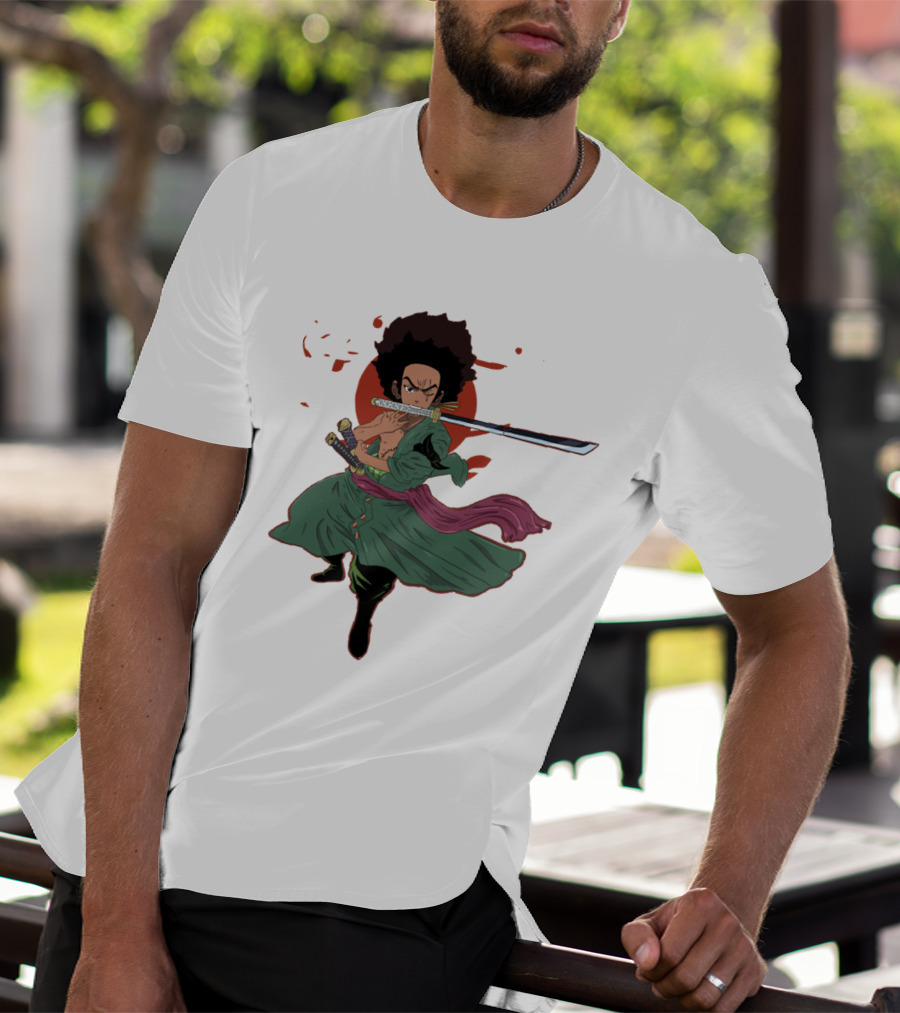Huey Freeman X Roronoa Zoro Samurai Sword Fighter T-Shirt