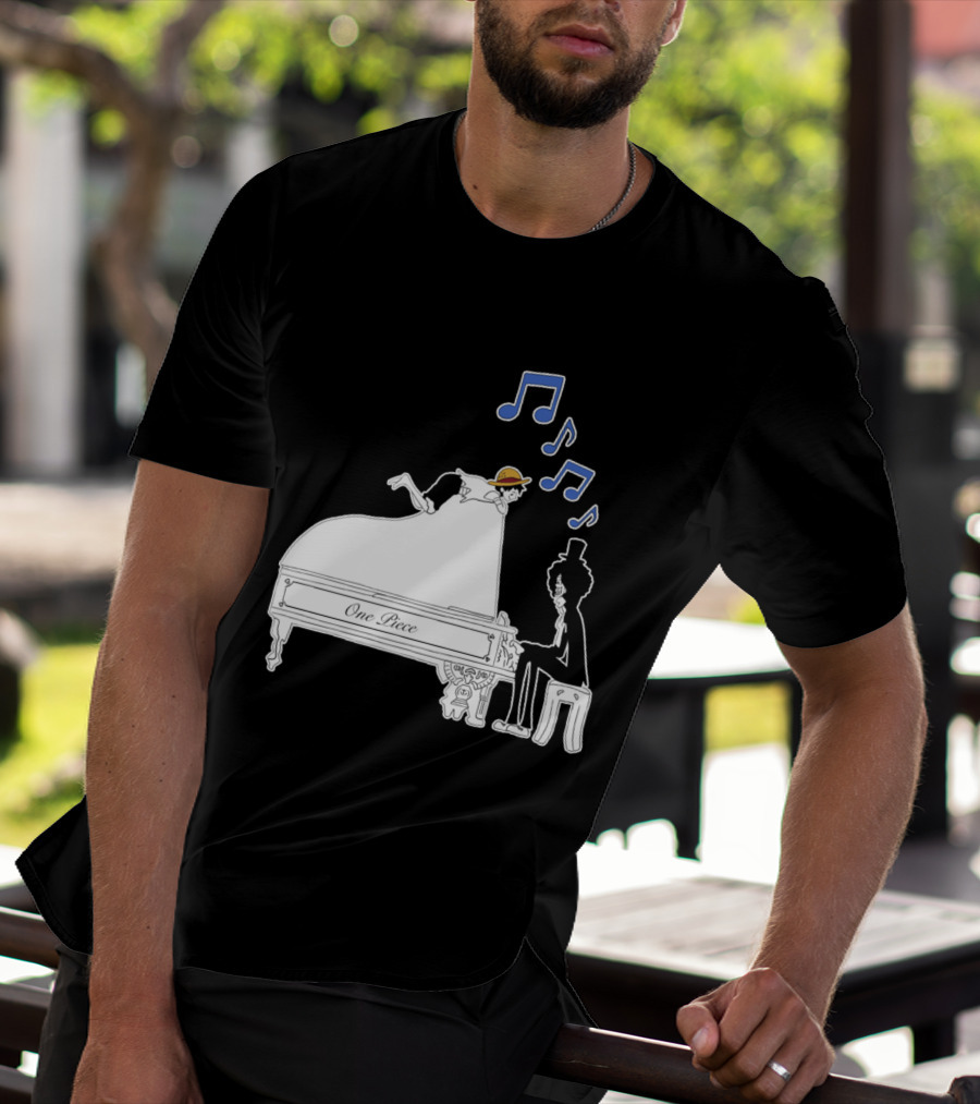 One Piece Luffy And Brook Piano Music Notes T-Shirt