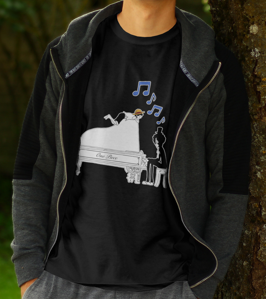 One Piece Luffy And Brook Piano Music Notes T-Shirt