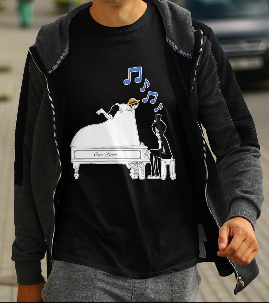 One Piece Luffy And Brook Piano Music Notes T-Shirt