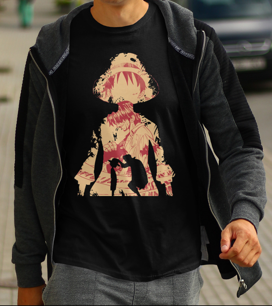 Luffy Shanks Silhouette Straw Hat Mentorship Scene T-Shirt