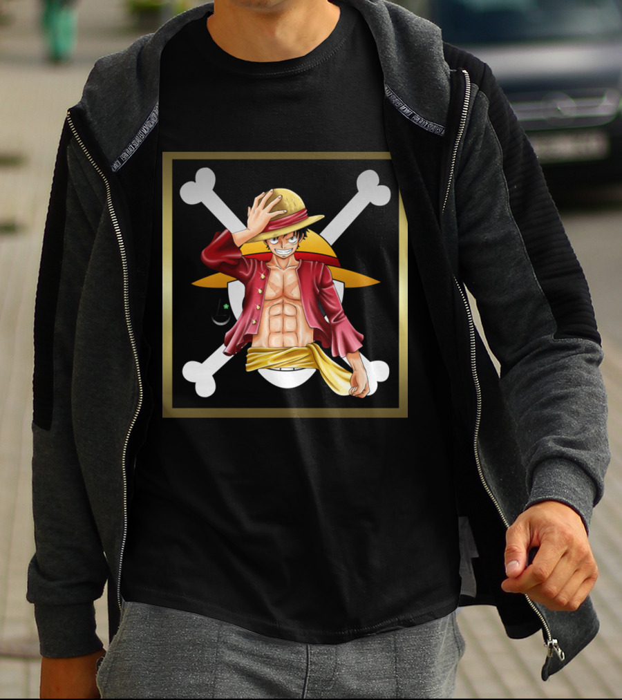 One Piece Luffy Pirate Straw Hat Jolly Roger T-Shirt
