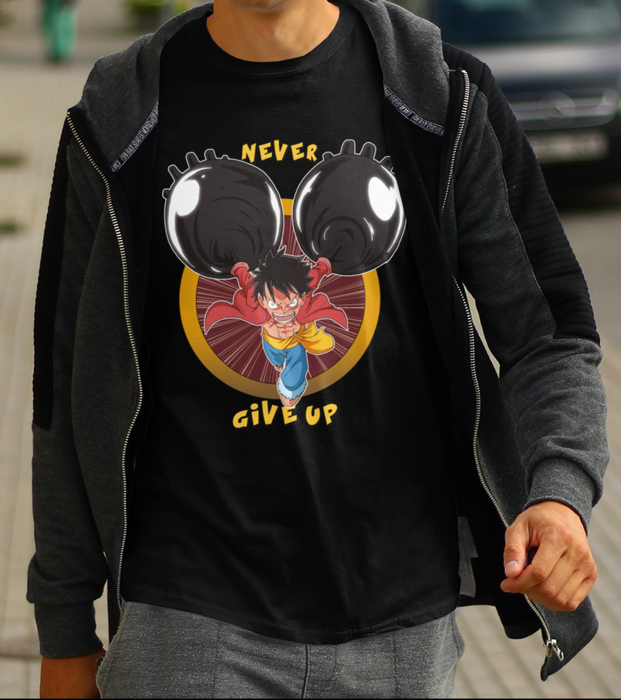 Luffy Enraged Never Give Up T-Shirt