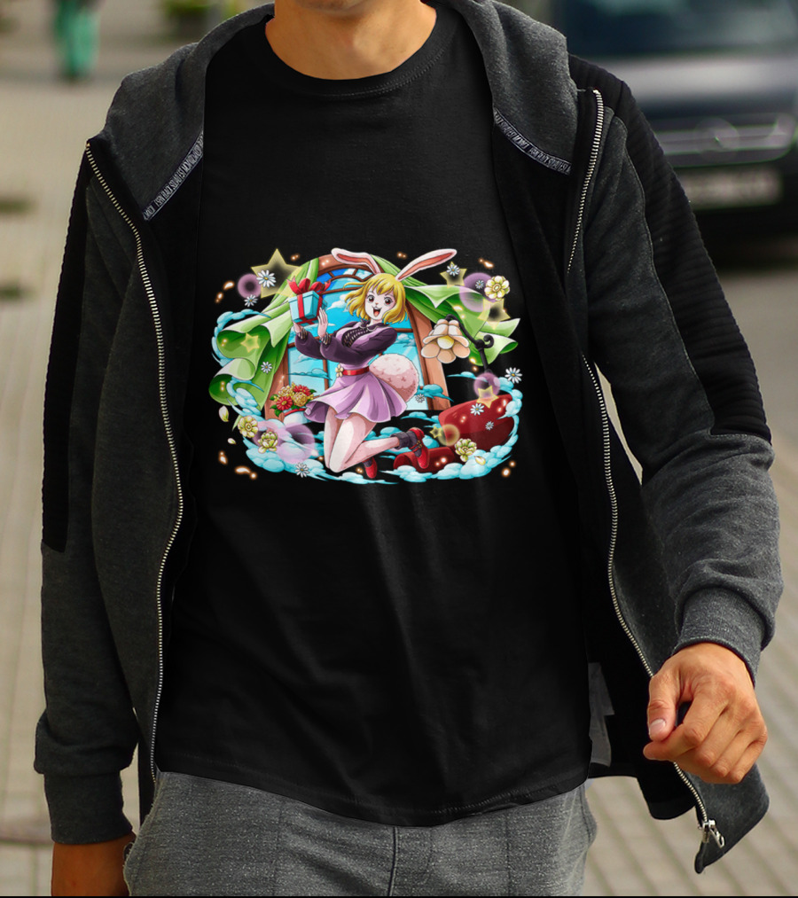 One Piece Girl Festive Bunny With Gift And Flowers T-Shirt