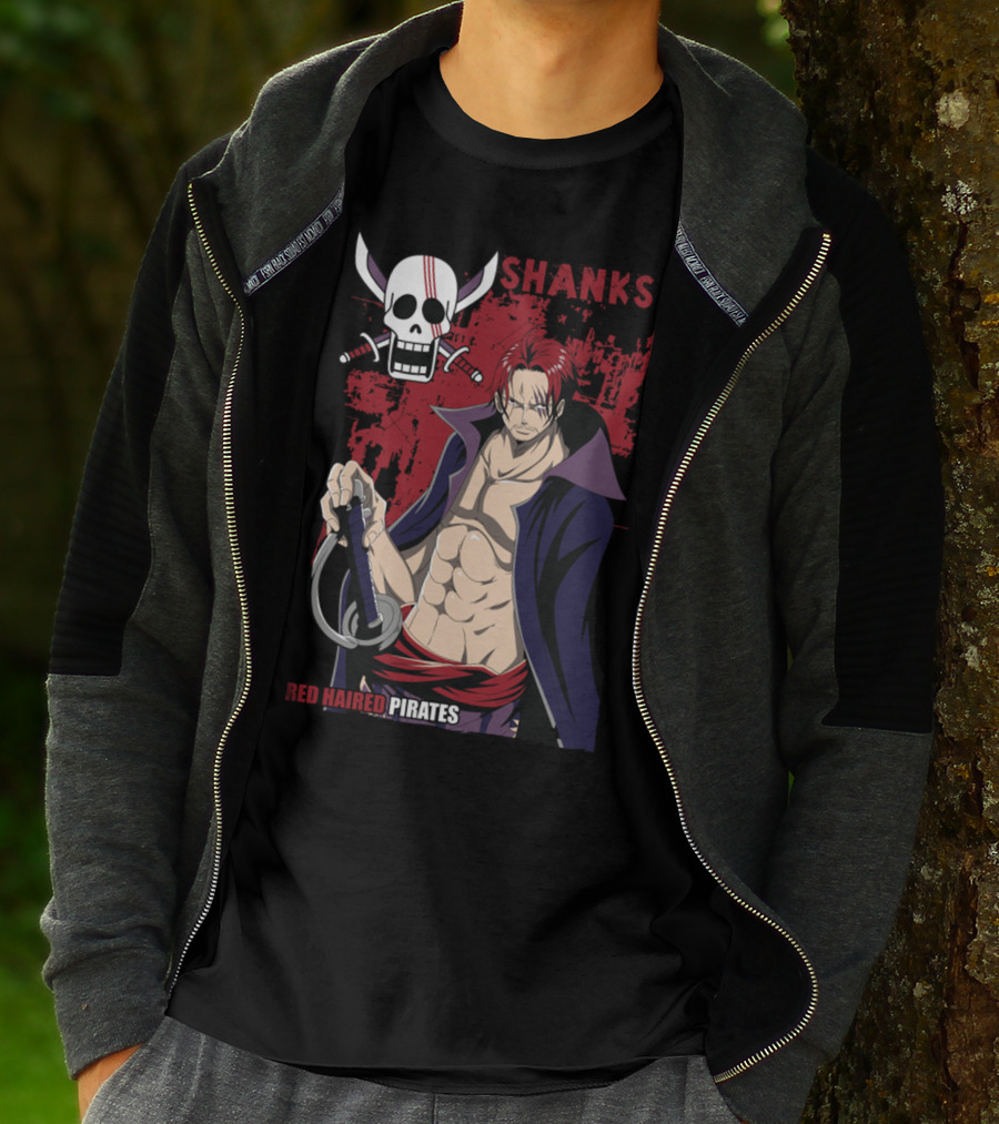 Red Haired Pirates Shanks Skull Symbol Manga T-Shirt