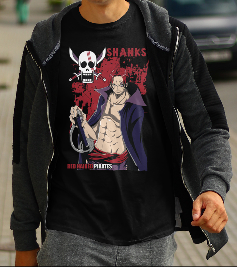 Red Haired Pirates Shanks Skull Symbol Manga T-Shirt