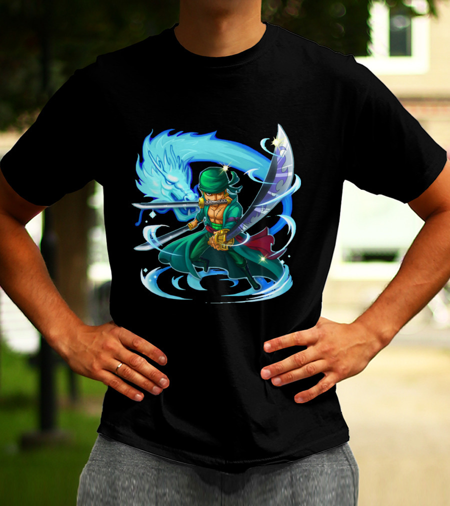 Roronoa Zoro Swordmaster With Blue Dragon Aura T-Shirt