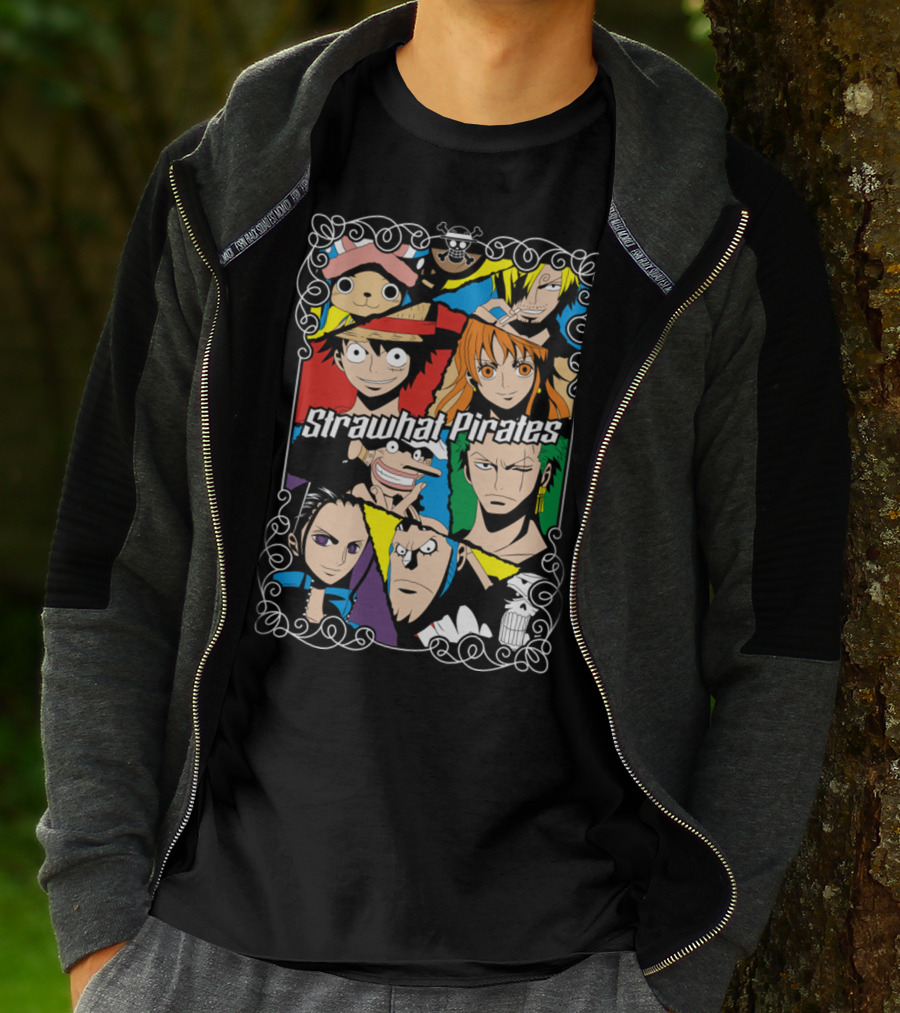 Strawhat Pirates Crew Vibrant Character Portraits T-Shirt