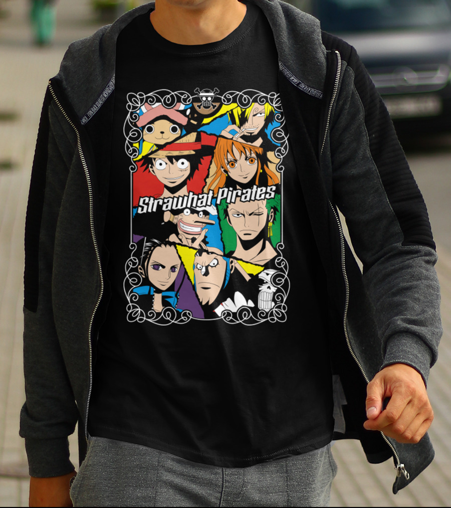 Strawhat Pirates Crew Vibrant Character Portraits T-Shirt