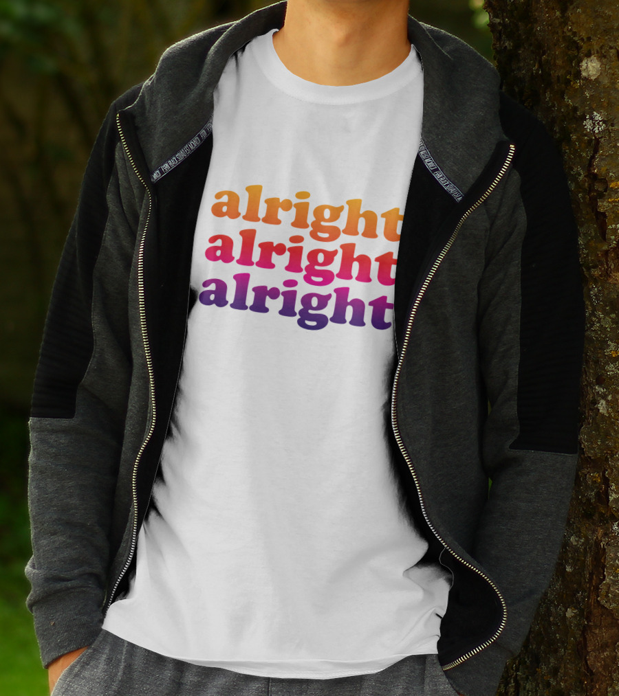 Alright Alright Alright Retro Gradient Text T-Shirt