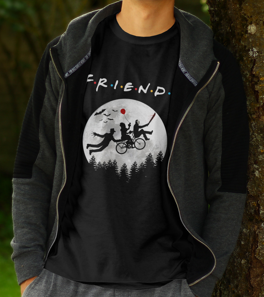 Friends Halloween Horror Movies Iconic Characters Full Moon Scene T-Shirt