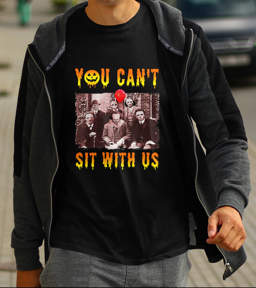 You Can't Sit With Us Halloween Horror Characters Red Balloon T-Shirt