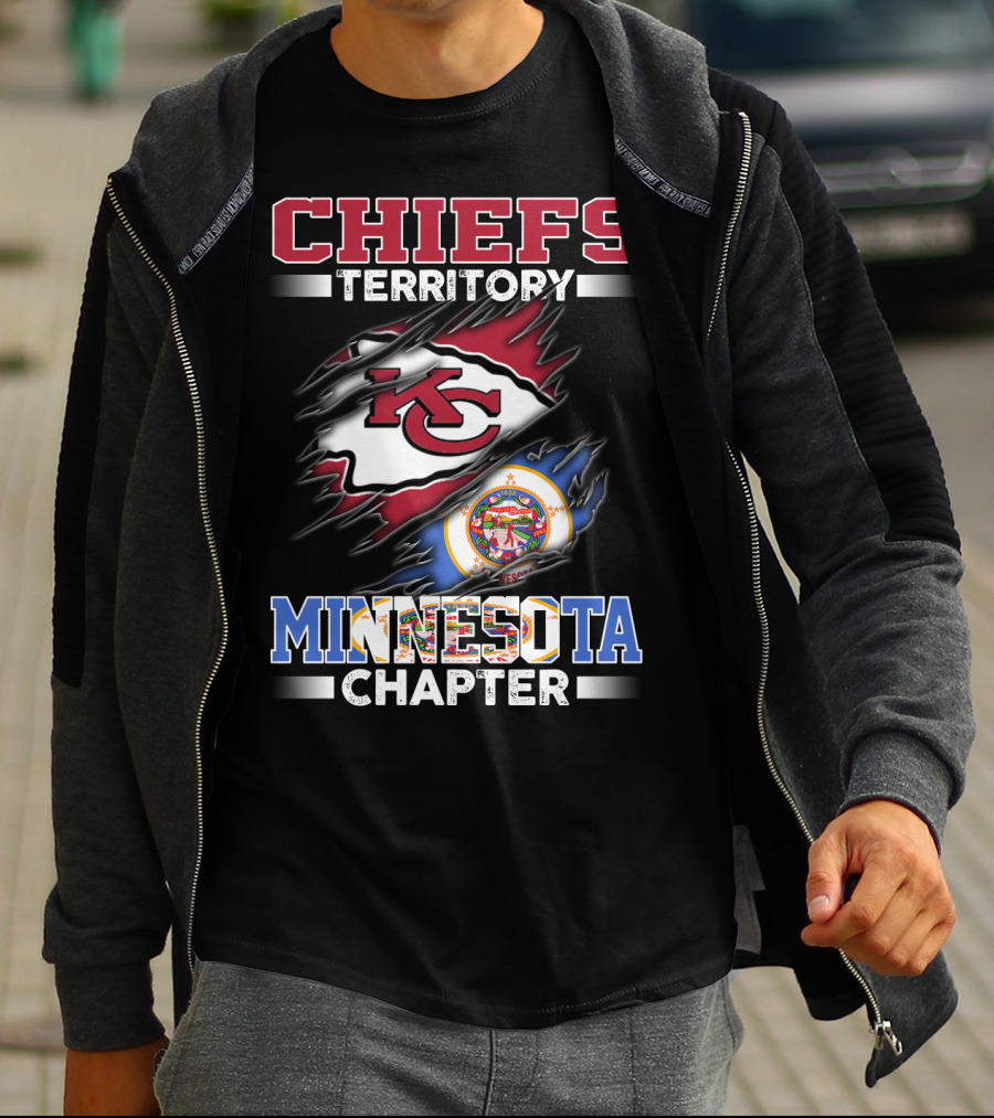 CHIEFS TERRITORY MINNESOTA CHAPTER KC Logo And Minnesota State Flag T-Shirt