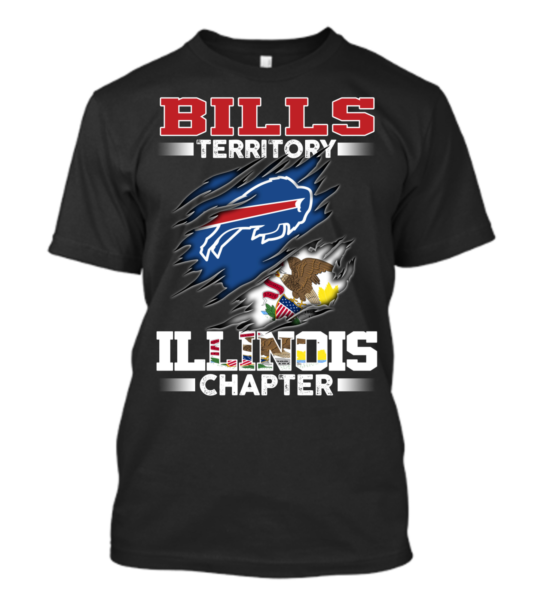 BILLS Territory Illinois Chapter Buffalo Bills Logo And Illinois State Seal T-Shirt
