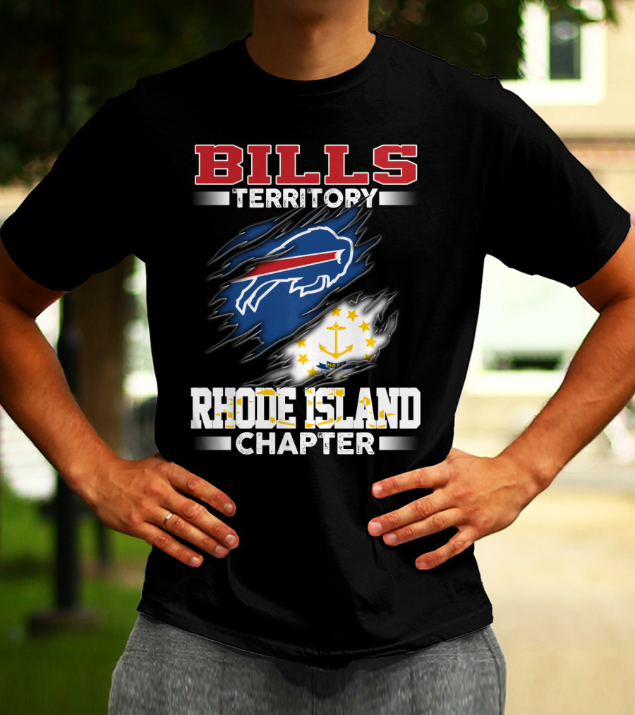 BILLS Territory Rhode Island Chapter Logo With Buffalo And State Flag T-Shirt