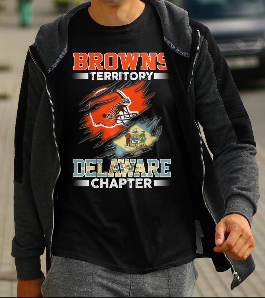 BROWNS Territory Delaware Chapter Football Helmet State Flag T-Shirt