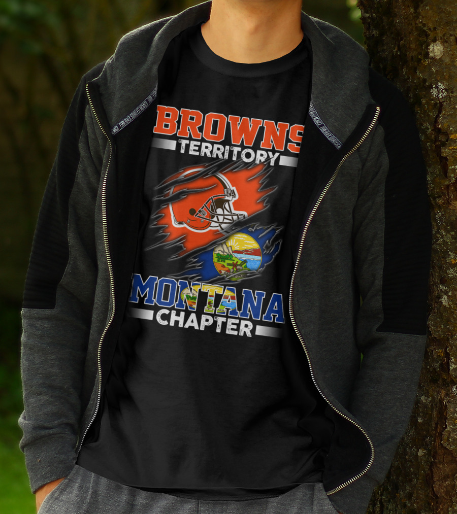 BROWNS Territory Montana Chapter Football Helmet And State Seal T-Shirt