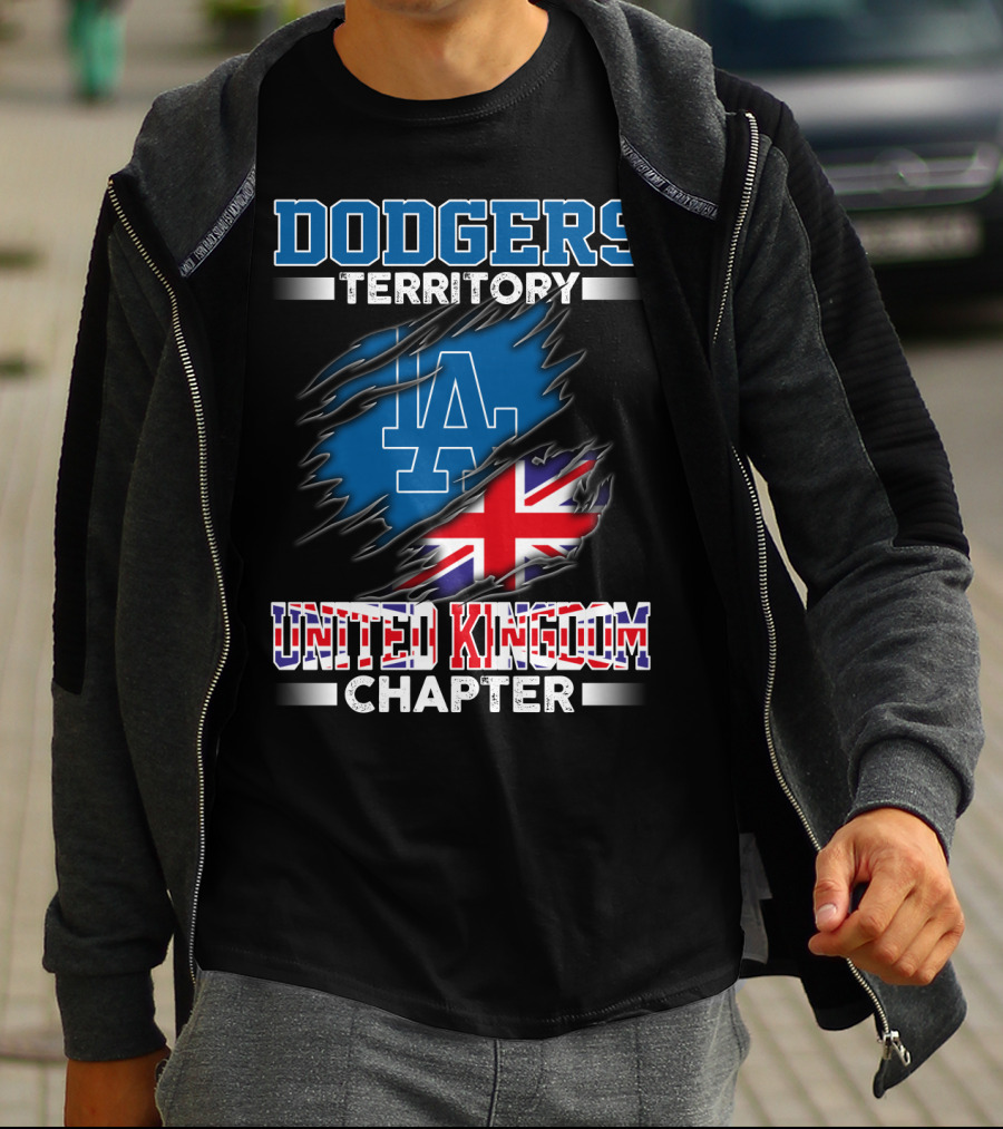 Dodgers Territory United Kingdom Chapter LA Logo Union Jack T-Shirt