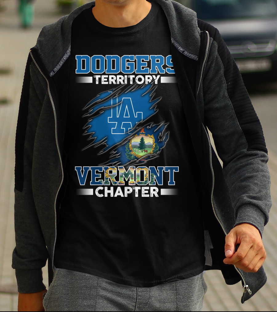 Dodgers Territory Vermont Chapter LA Logo Vermont Seal T-Shirt