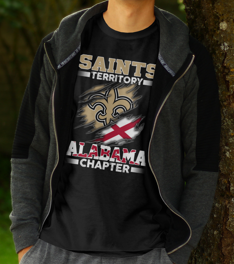 Saints Territory Alabama Chapter Fleur-De-Lis Cross Flag T-Shirt