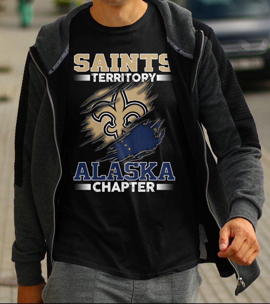 Saints Territory Alaska Chapter Fleur-De-Lis And Alaska Flag T-Shirt