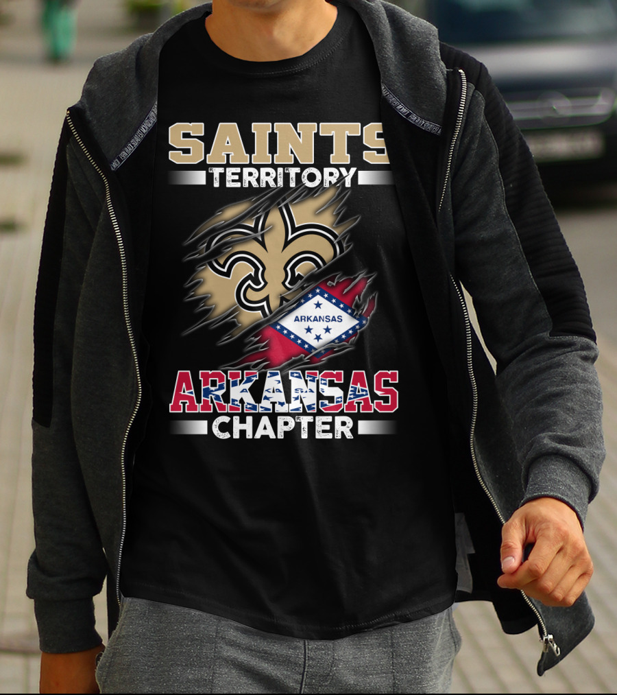 Saints Territory Arkansas Chapter Fleur-De-Lis Flag Integration T-Shirt