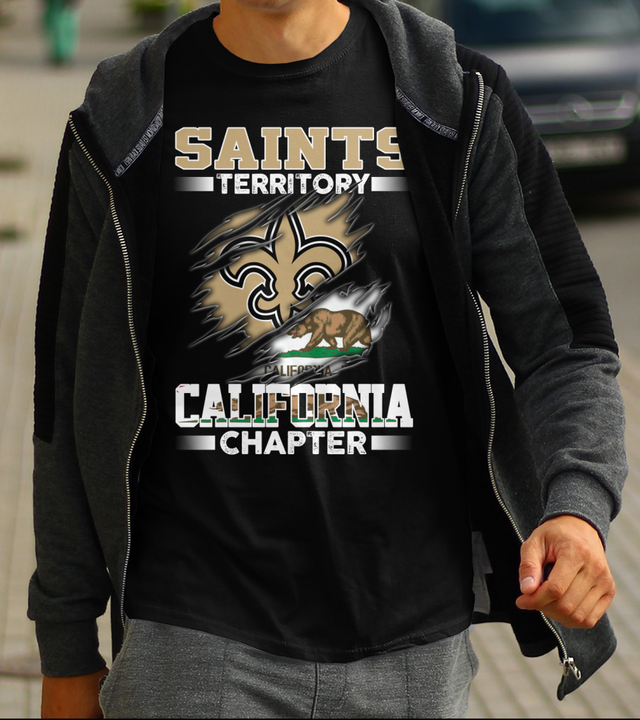 Saints Territory California Chapter Fleur-De-Lis And Bear Flag T-Shirt