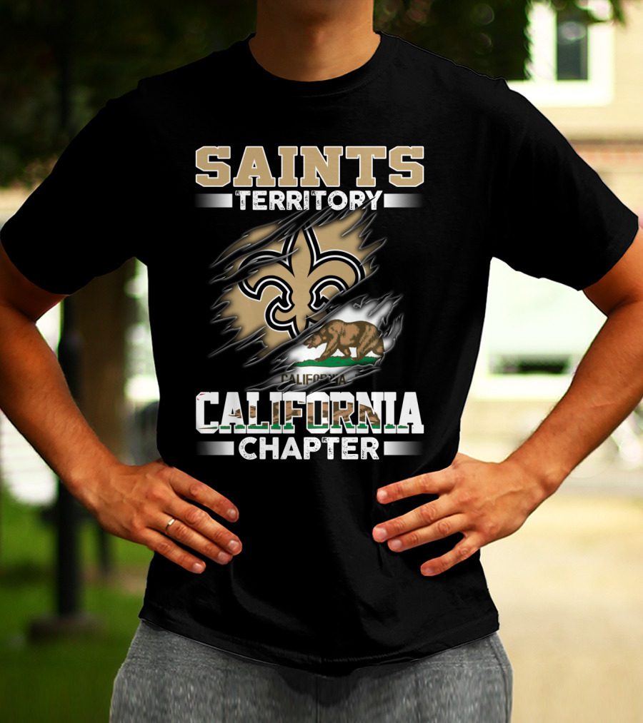 Saints Territory California Chapter Fleur-De-Lis And Bear Flag T-Shirt