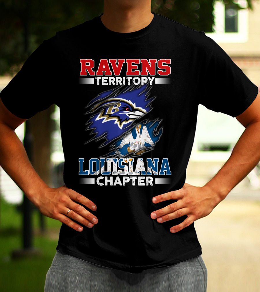 Ravens Territory Louisiana Chapter Nfl Baltimore Bird Logo Pelican T-Shirt