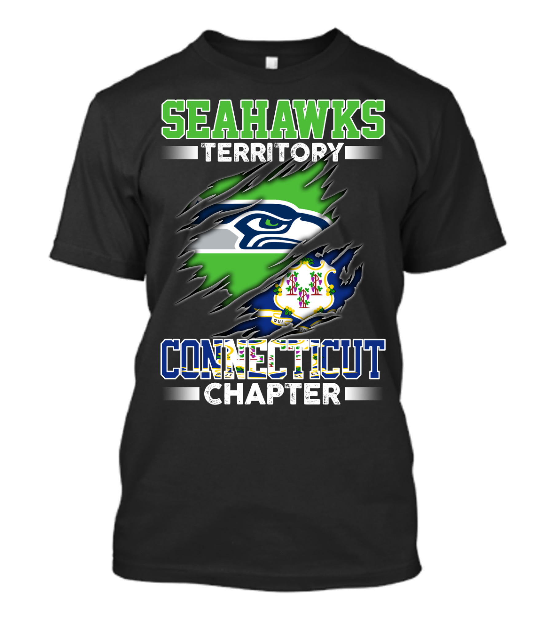 Seahawks Territory Connecticut Chapter Logo Rip T-Shirt