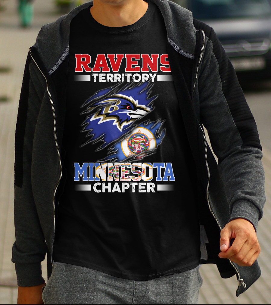Ravens Territory Minnesota Chapter Nfl Team Logo And State Flag T-Shirt