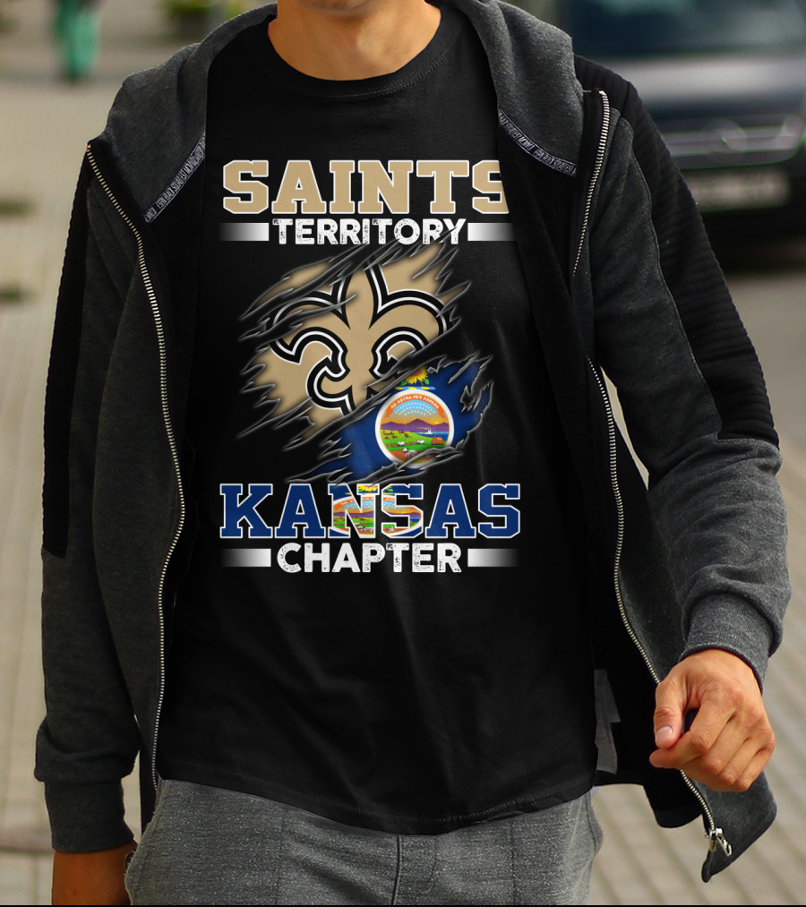 Saints Territory Kansas Chapter Fleur-De-Lis Symbol And Kansas State Seal T-Shirt