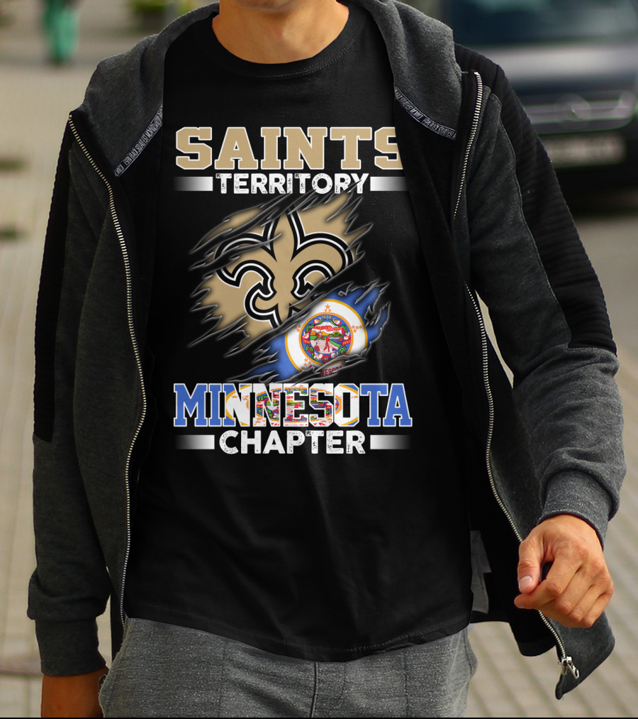 Saints Territory Minnesota Chapter Fleur-De-Lis With Minnesota Flag T-Shirt