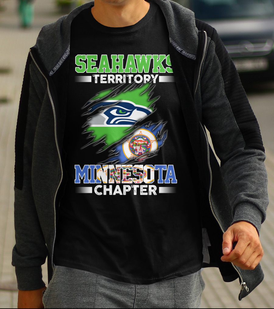 Seahawks Territory Minnesota Chapter Team Logo Flag Combination T-Shirt