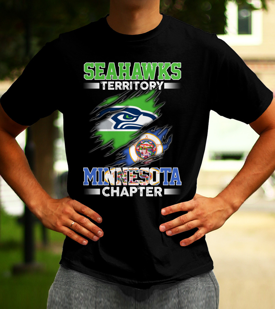 Seahawks Territory Minnesota Chapter Team Logo Flag Combination T-Shirt