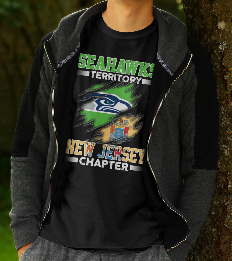 Seahawks Territory New Jersey Chapter Logo With State Flag T-Shirt