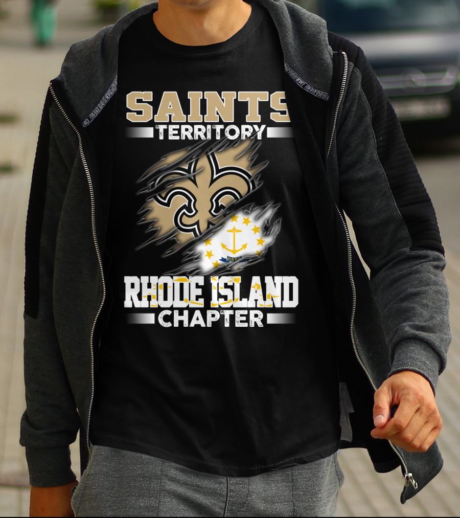 Saints Territory Rhode Island Chapter Fleur-De-Lis And State Flag T-Shirt