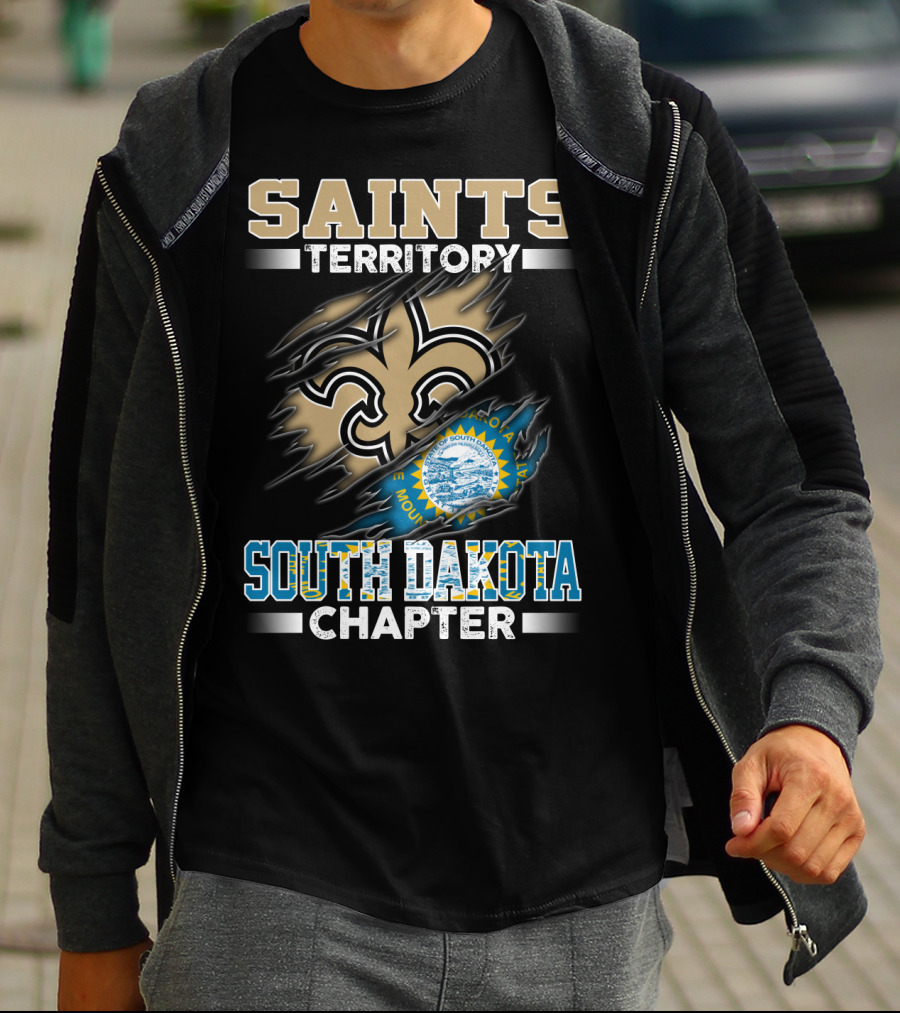 Saints Territory South Dakota Chapter New Orleans Fleur-De-Lis Flag T-Shirt