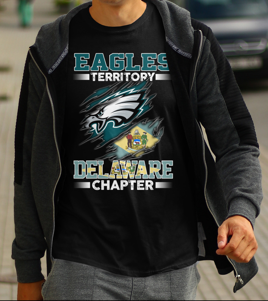 Eagles Territory Delaware Chapter Nfl Team Logo With State Flag T-Shirt