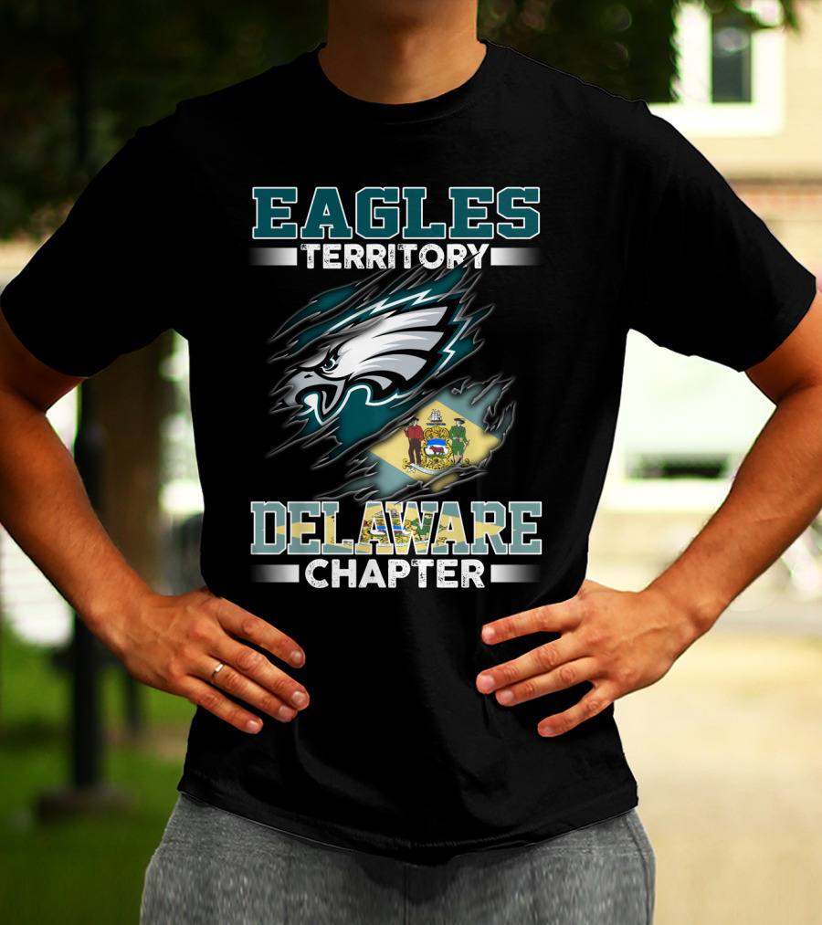 Eagles Territory Delaware Chapter Nfl Team Logo With State Flag T-Shirt