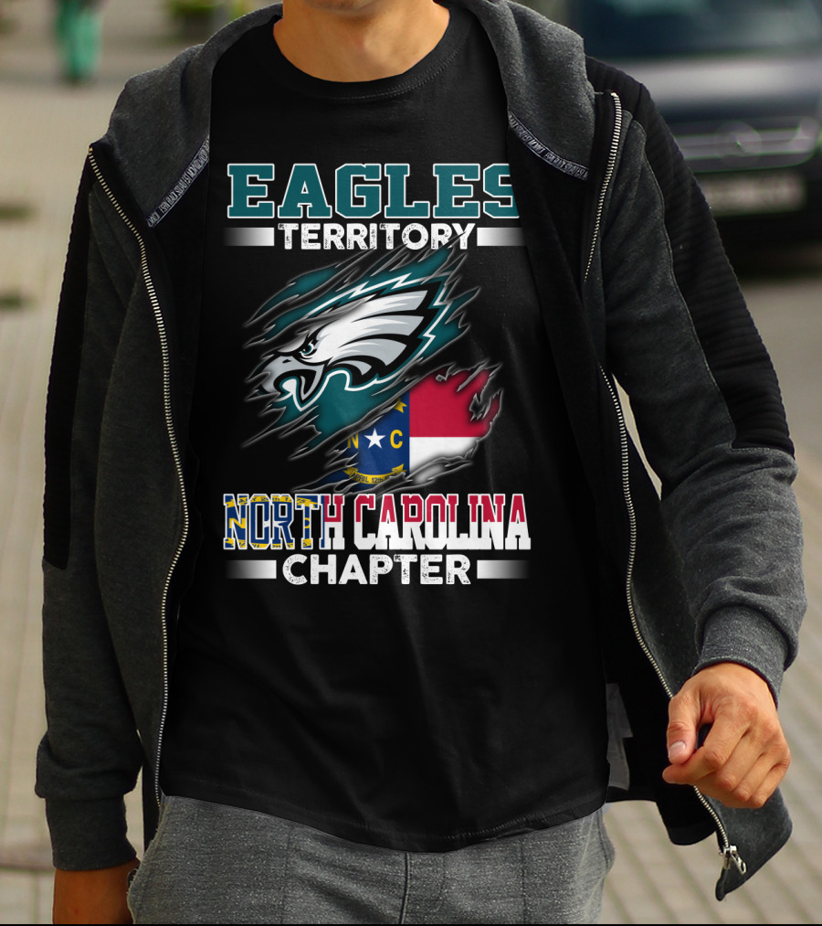 Eagles Territory North Carolina Chapter Logo Featuring State Flag And Team T-Shirt
