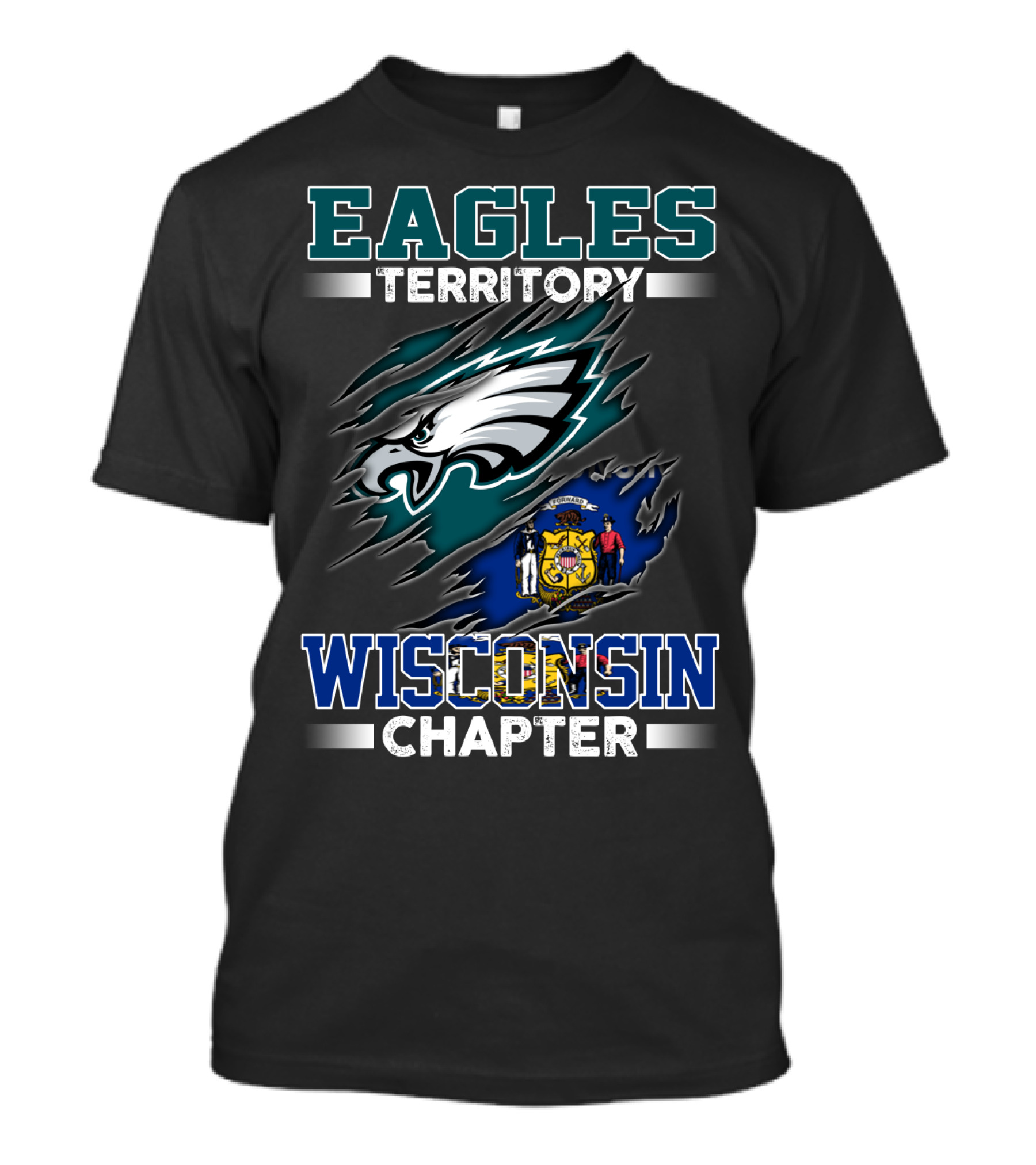 Eagles Territory Wisconsin Chapter Logo Flag Blend T-Shirt