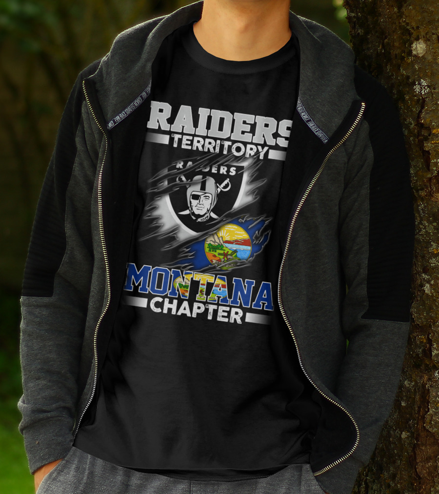 RAIDERS TERRITORY MONTANA CHAPTER Raiders Logo Montana State Flag T-Shirt