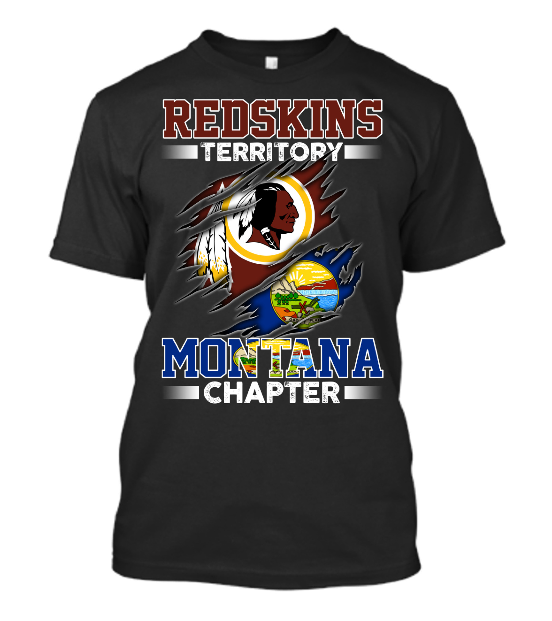 Montana Redskins Territory Chapter Logo And Emblem Rip T-Shirt